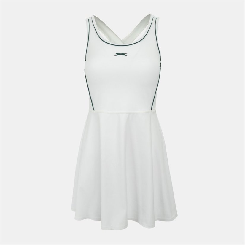 Slazenger Flared T Dress White/Forest Gr