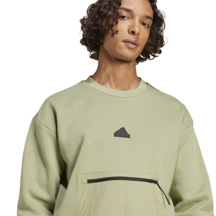 adidas City Escape Fleece Sweatshirt Mens Tent Green