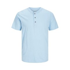 Jack and Jones Men's Short-Sleeve Henley Polo Shirt Cerulean