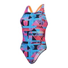 Speedo Women's Allover Digital Powerback One Piece Swimsuit Siren Red/Blue