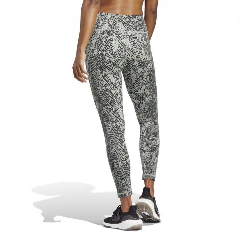 adidas Optime Animal Print 7/8 Gym Legging Womens Silvr Grn/Blck