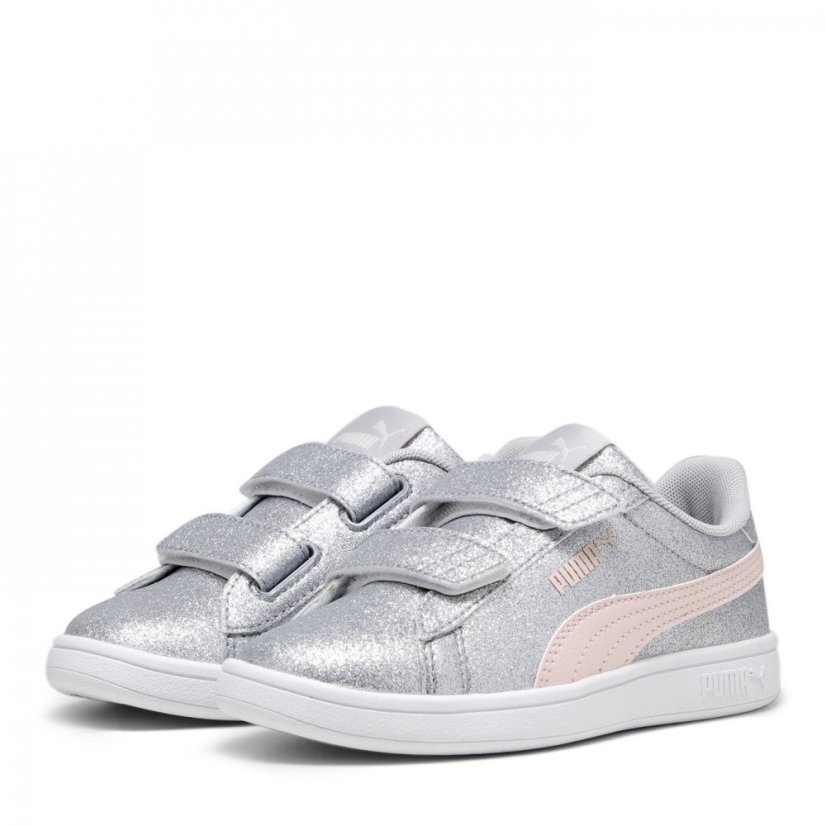 Puma Smash 3.0 Glitz Glam V Child Girl Trainers Grey/Pink