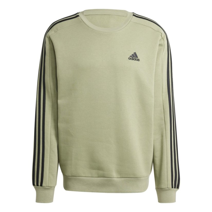 adidas Mens Crew 3-Stripes Pullover Sweatshirt Tent Green