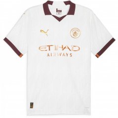 Puma Manchester City Authentic Away Shirt 2023 2024 Adults White/Bronze