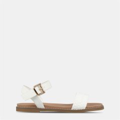 Miso Women's Interweave Flat Sandals White