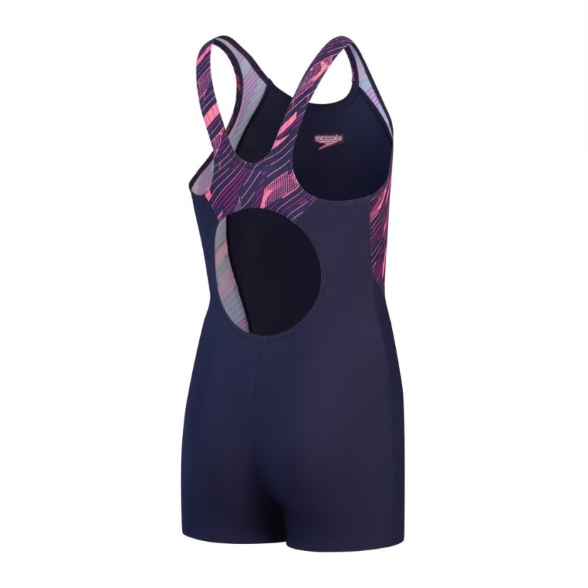 Speedo Girls HyperBoom Splice Legsuit Navy/Pink/Fandn