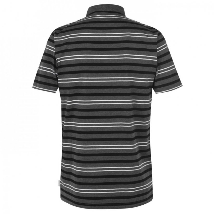 Lee Cooper Double Stripe pánske polo tričko Blk/Char/White