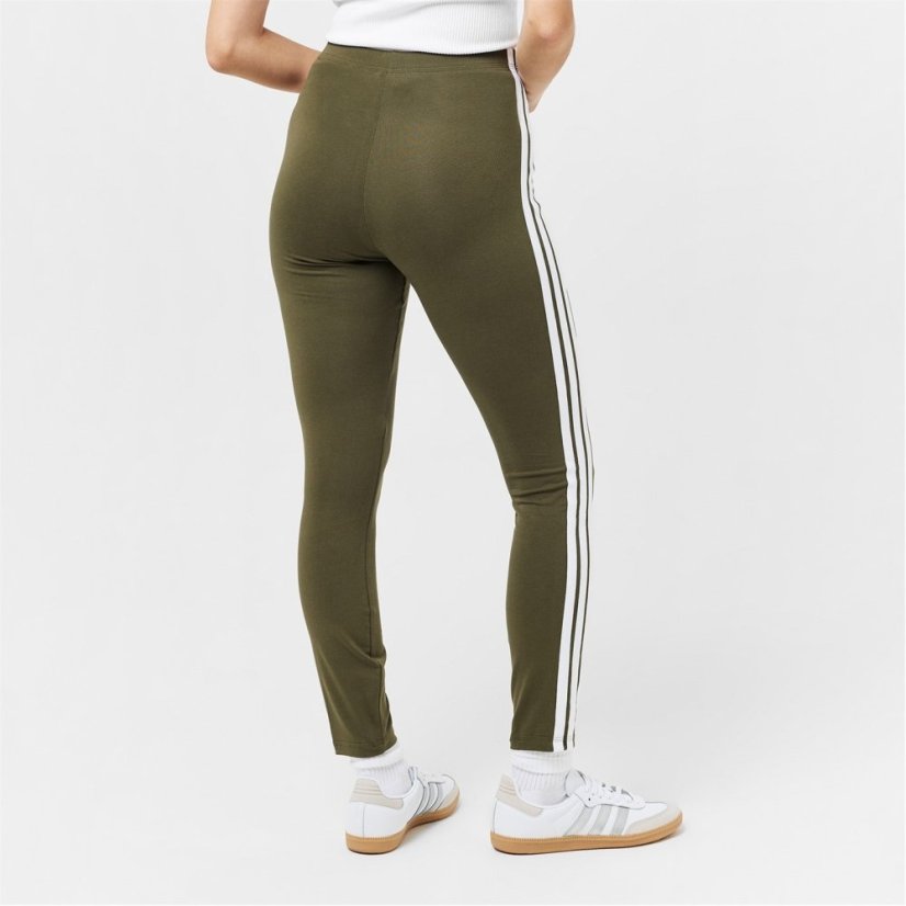 adidas Essentials 3 Stripe Leggings Womens Olive