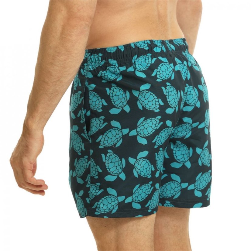 Ript Turtle Print Swim Shorts Mens Navy/Turquoise