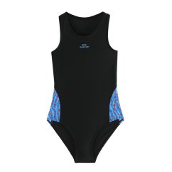 Slazenger Splice Racerback Swimsuit Junior Black/Cyan Blue