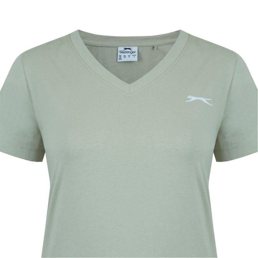 Slazenger Ladies V Neck Tee Shirt Moss Green