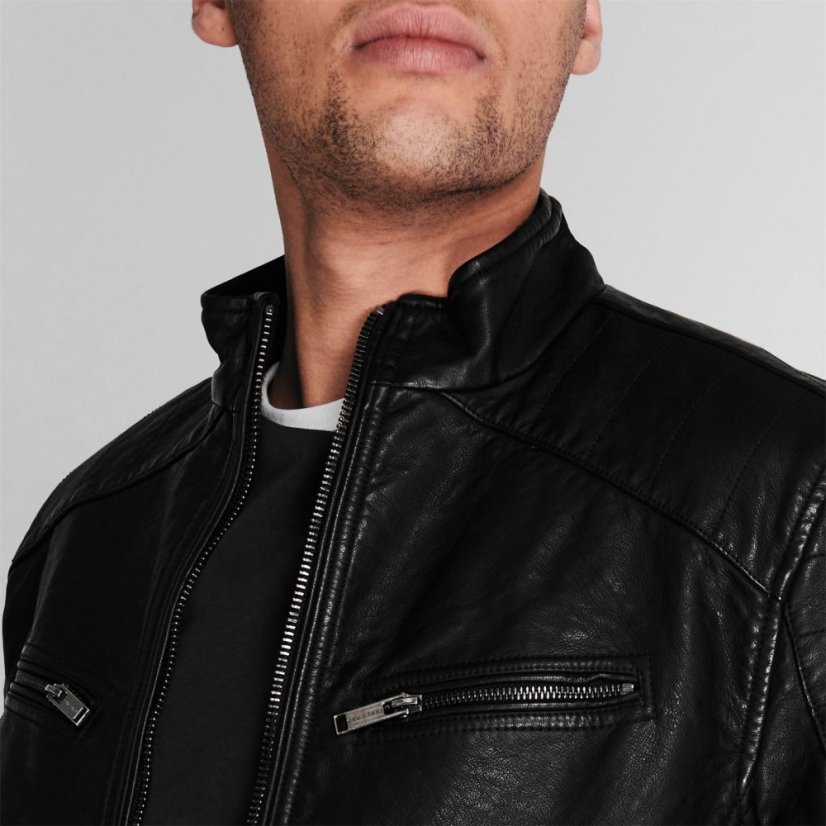 Firetrap Men's Faux Leather Jacket Black