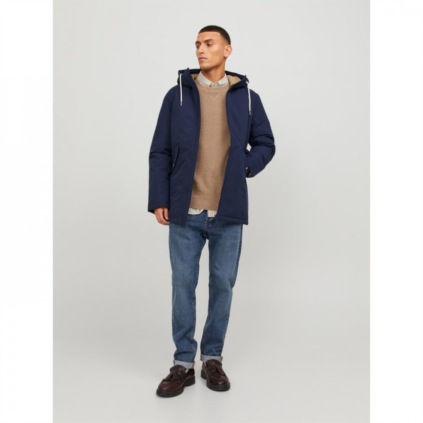 Jack and Jones Loop Hooded Parka Jacket Navy Blazer