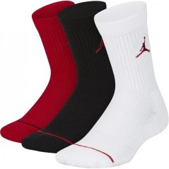 Air Jordan 3 Pack Crew Socks Juniors Gym Red
