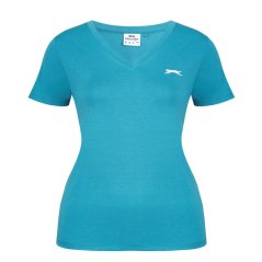 Slazenger Ladies V Neck Tee Shirt Teal