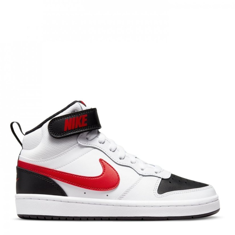 Nike Court Borough Mid 2 Big Kids' Shoe White/Red/Black - Veľkosť: 5.5 (38.5)