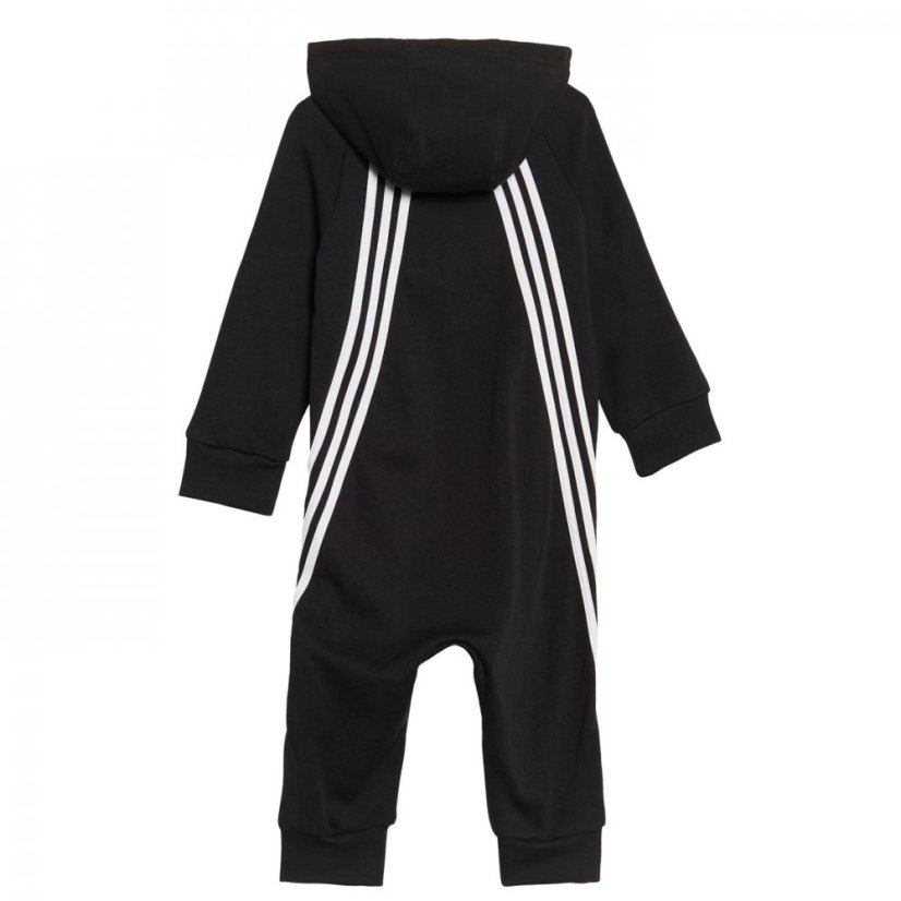 adidas 3 Stripe Fleece Romper Unisex Babies Black/White - Veľkosť: 6-9 Months
