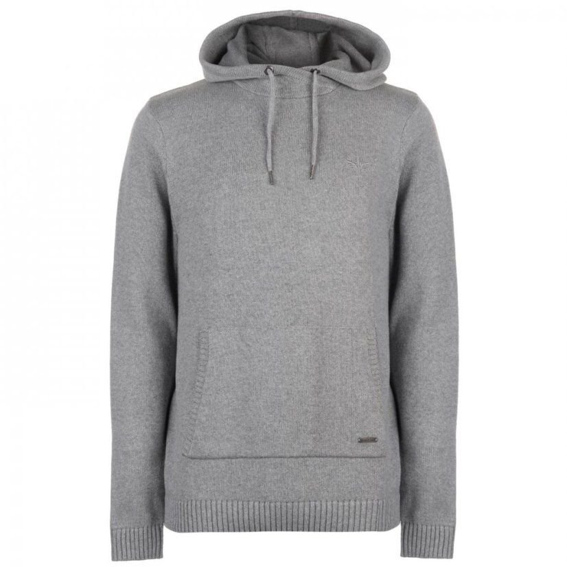 Firetrap Hooded Knit Jumper Mens Grey Marl