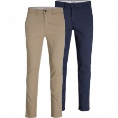 Jack and Jones 2-Pack Marco Chino Trouser Mens Beige/Navy