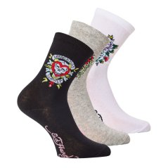 Ed Hardy Women's 3 Pack Dress Crew Socks Multi