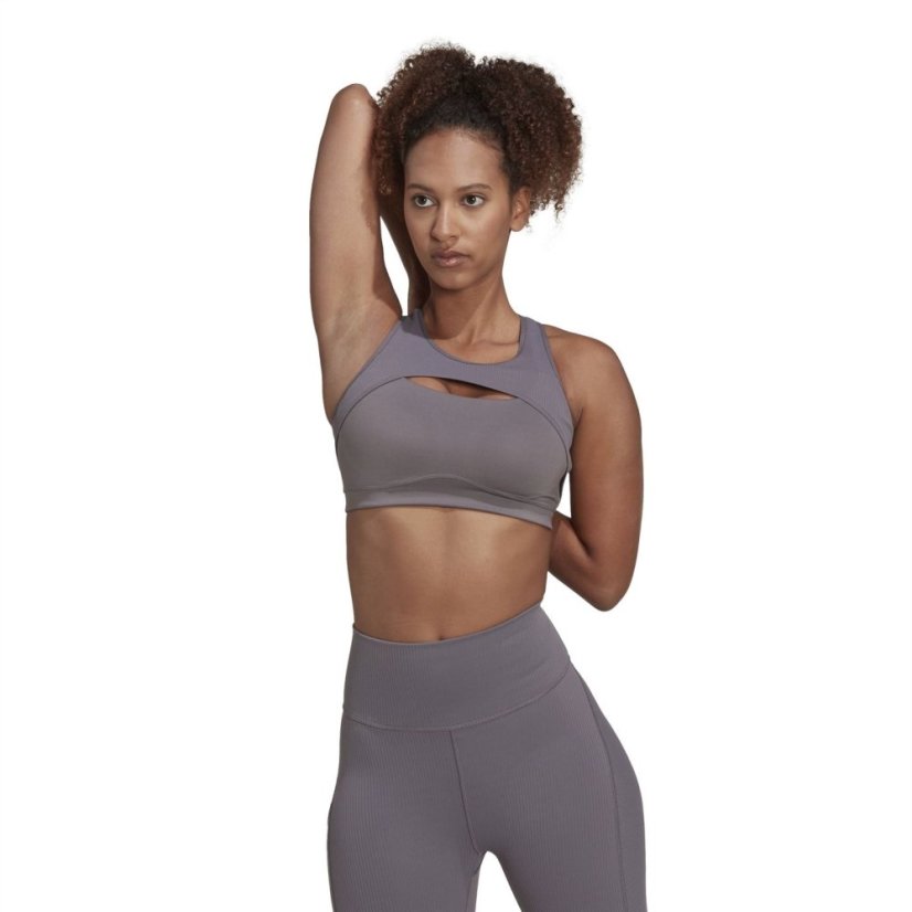 adidas CoreFlow Studio Medium-Support Yoga Wind Bra Womens Grey