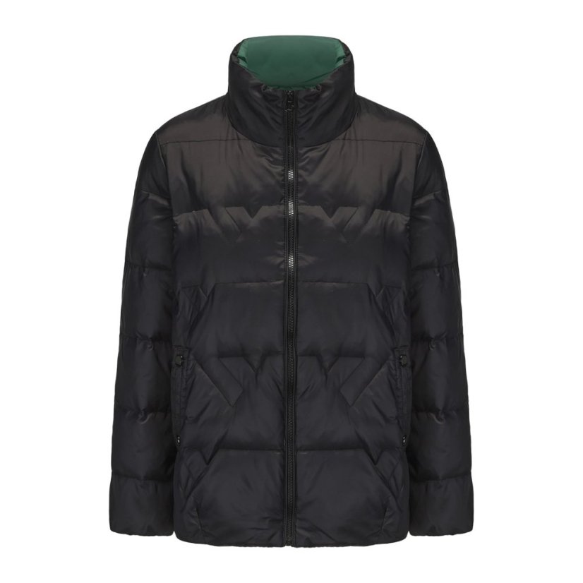 Firetrap Women's Short Duck Down Funnel Neck Long Sleeve Down Jacket Black