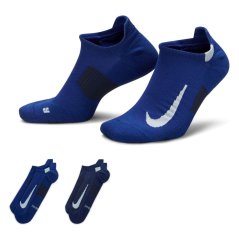 Nike Multiplier Running No-Show Socks (2 Pairs) Navy/White
