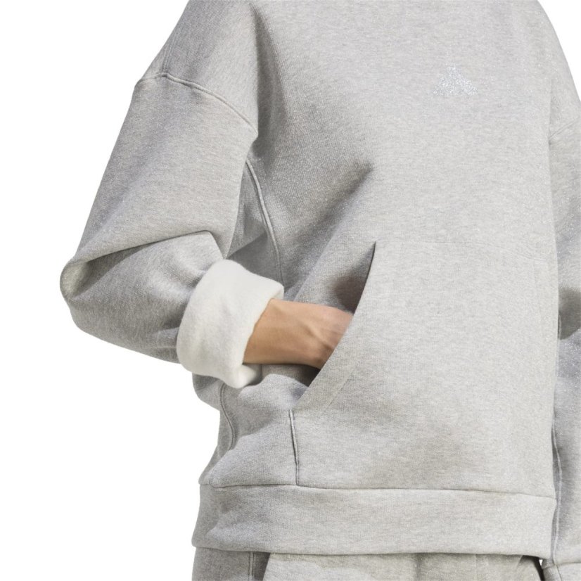 adidas Women's Glitter Over-the-Head Hoodie Silver