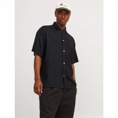 Jack and Jones Faro Linen Oversized Short Sleeve Shirt Black