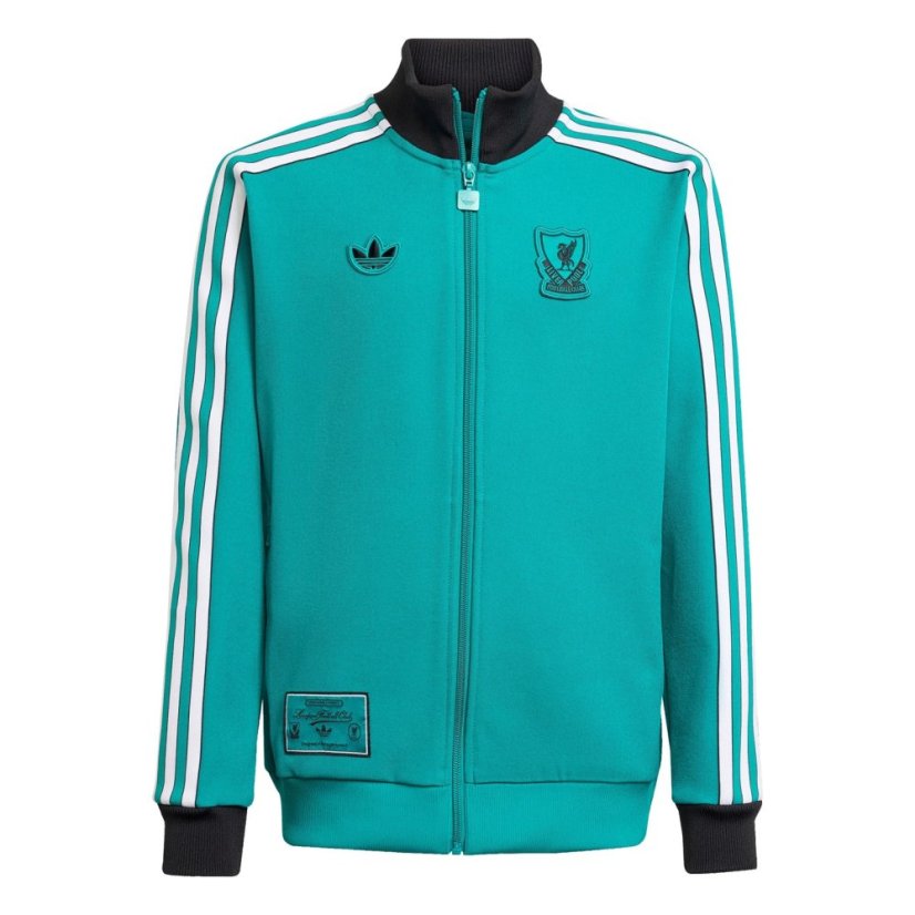 adidas Liverpool Terrace Icons Tracksuit Top Juniors Green