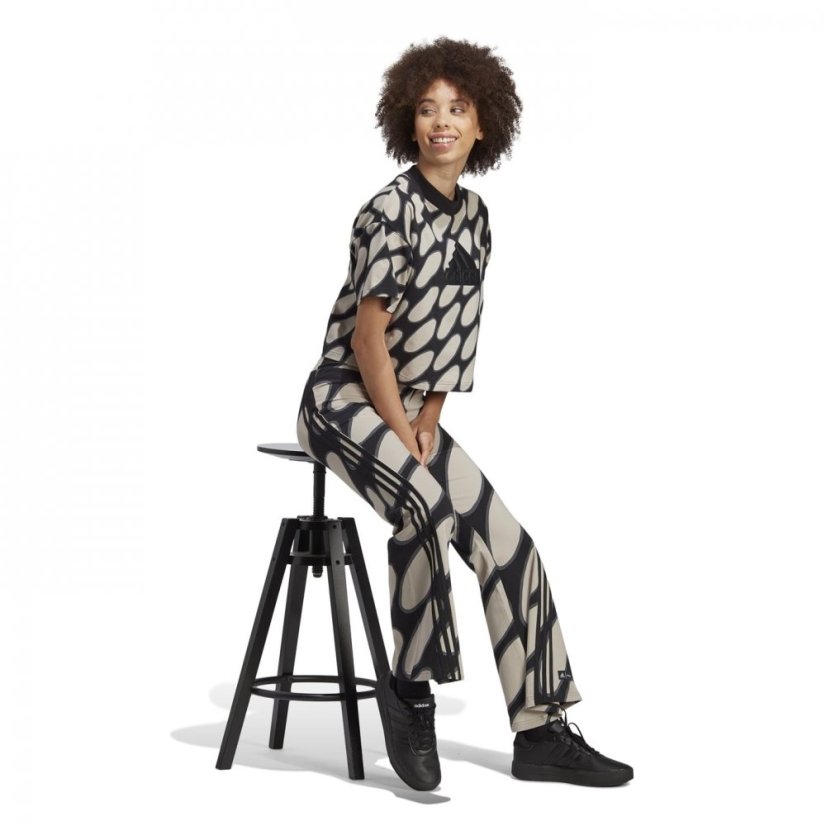 adidas x Marimekko Future Icons Flared Leggings Womens L Brwn/Bk/Gry