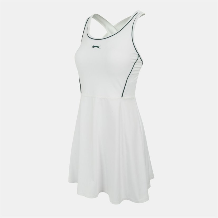Slazenger Flared T Dress White/Forest Gr