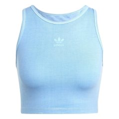 adidas Women's Essentials Cotton Slim-Fit Cropped Vest Blue