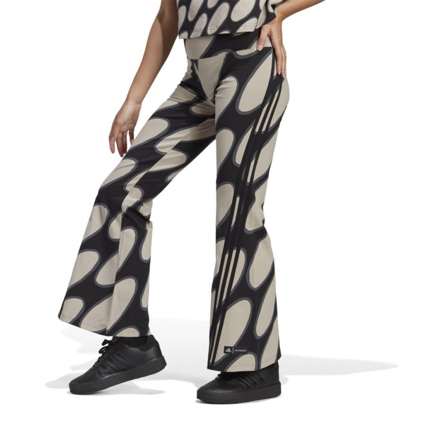 adidas x Marimekko Future Icons Flared Leggings Womens L Brwn/Bk/Gry