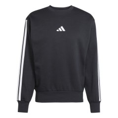 adidas Essentials 3-Stripes Fleece Sweatshirt Mens Black/White