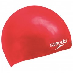 Speedo Plain Moulded Silicone Cap Red Junior Red