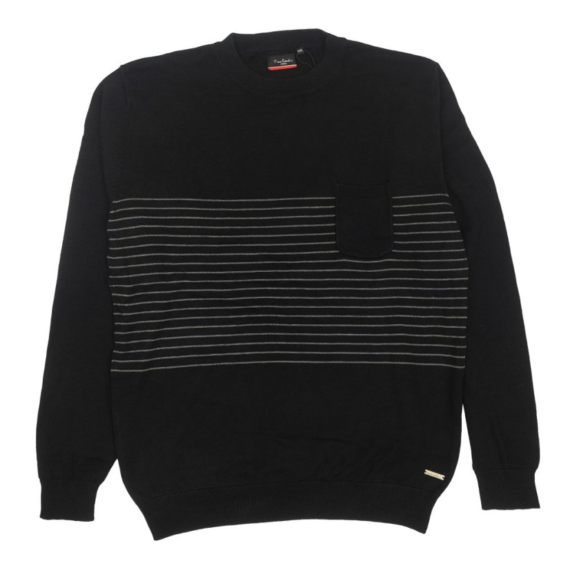 Pierre Cardin Striped Pocket Knit Mens Black