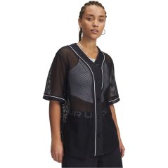 Under Armour Women's Baseball Jersey Oversized Fit Oversized T-Shirt Black