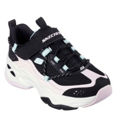 Skechers Unisex Kids' DLites4 Classic Low-Top Trainers Black/Lavender