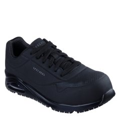 Skechers Men's Lace Up Athletic Safety Steel Toe Cap Boots Black