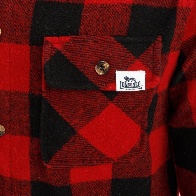 Lonsdale Men's Hooded Long Sleeve Sherpa Jacket Red/Black