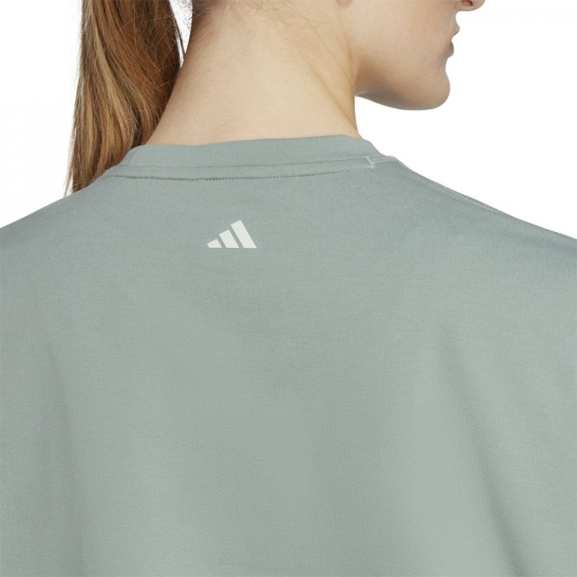 adidas Yoga Studio Crop Sweatshirt Womens Top Silver Green