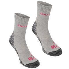 Salomon Lightweight Crew 2 Pack Walking Socks Womens Grey/Fuchsia