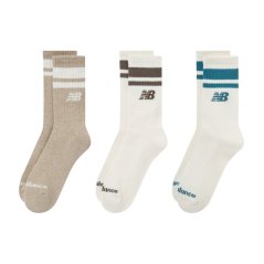 New Balance Everyday Stripe Midcalf 3 Pack Crew Socks Neutrals