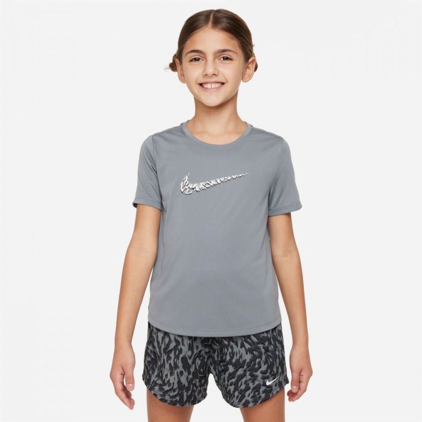 Nike One Big Kids' (Girls') Short-Sleeve Top Smoke Grey