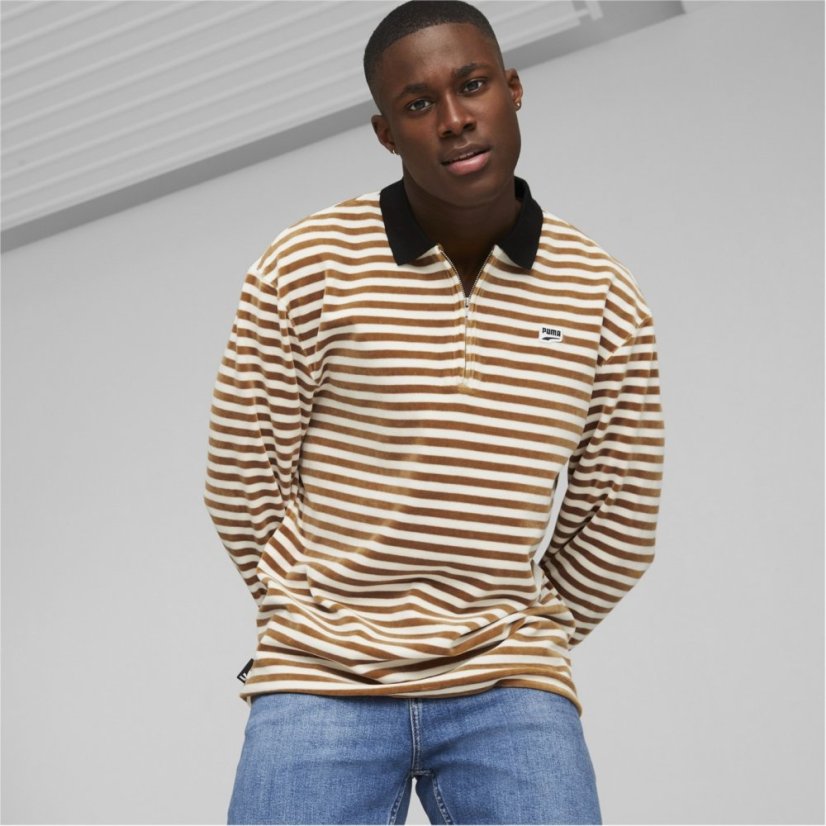 Puma DT Long Sleeve Polo Shirt Desert Tan- AOP