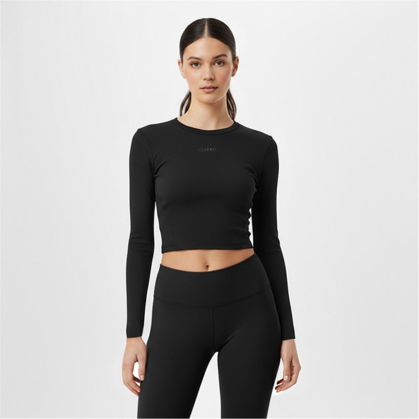 USA Pro Long Sleeve Crop Top Womens Black