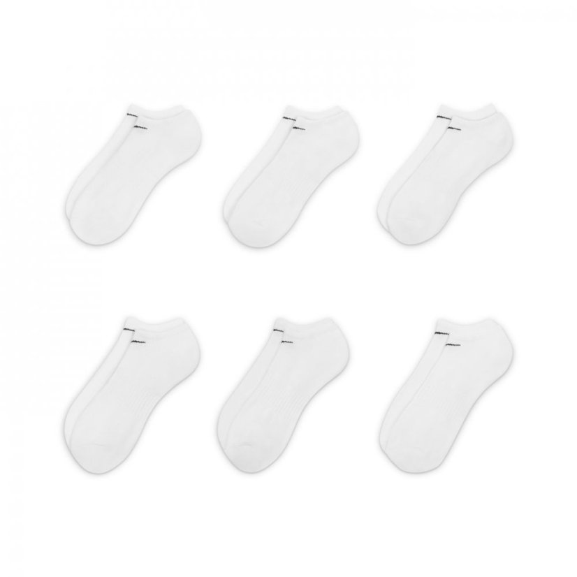 Nike Everyday Cushioned Training No-Show Socks (6 Pairs) White