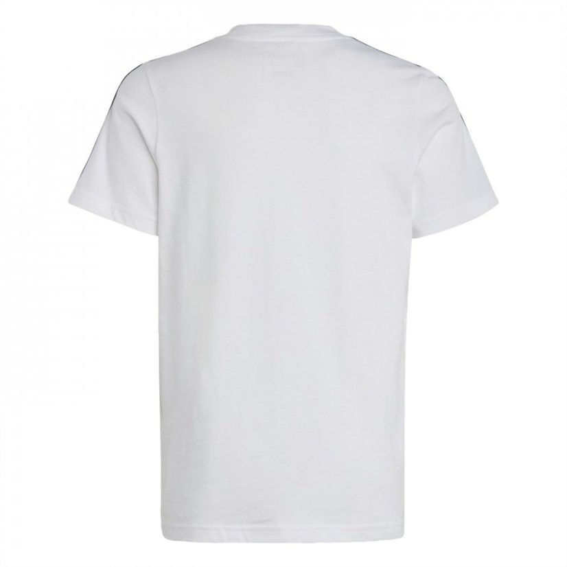 adidas 3 Stripe Essentials T-Shirt Junior White/Black