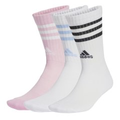 adidas 3-Stripes Cushioned Crew Socks 3-Pack Womens Wht/Blue/Blk